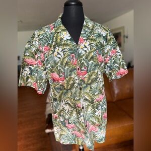 🦩KY’S Tropical Flamingo Print Men's Shirt